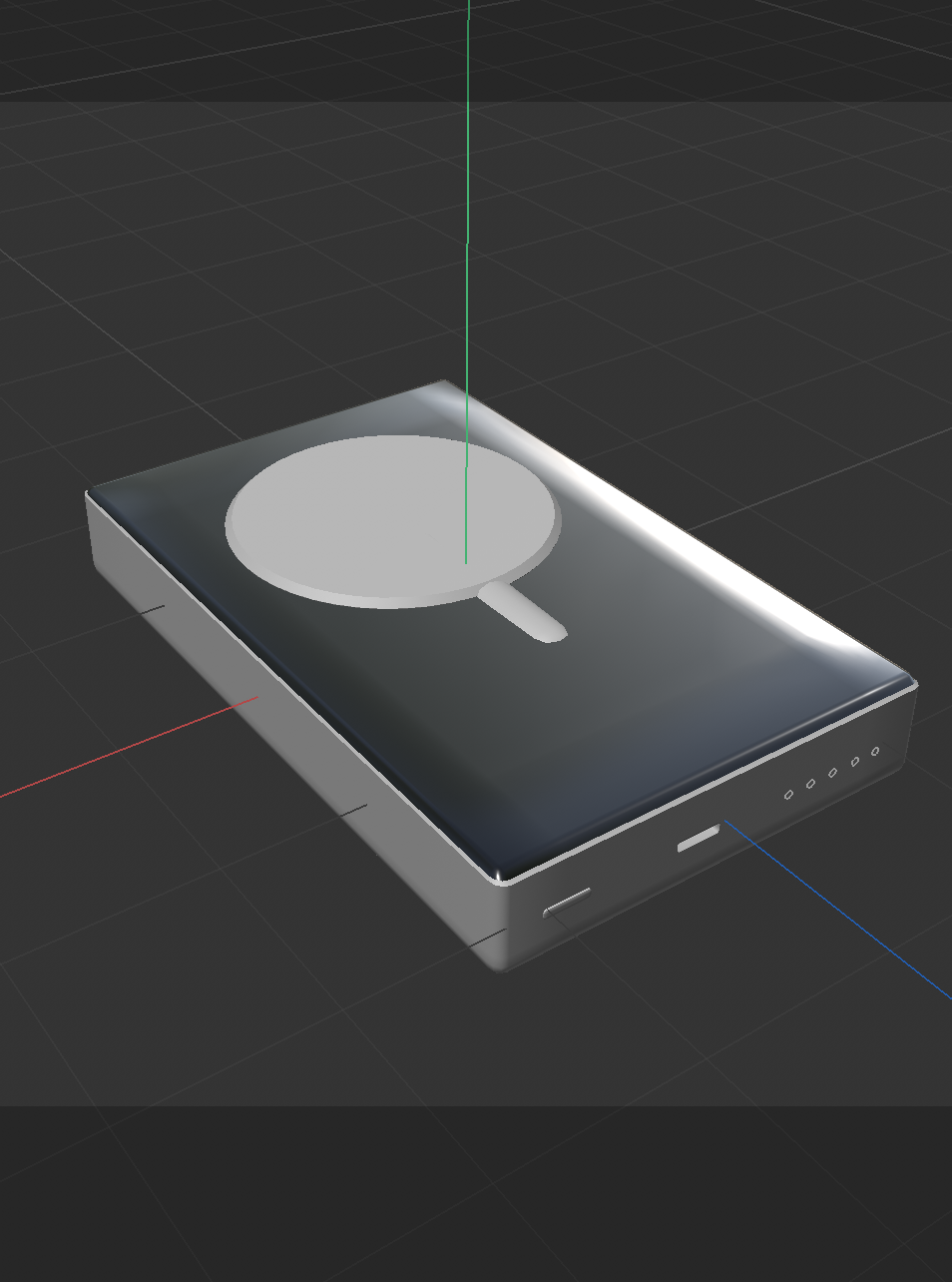 3D model of power bank, angled view